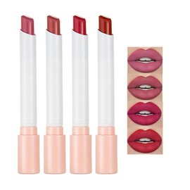 4 Colors Matte Lipstick, Velvety Matte Moisturising Lipstick Set, Waterproof Long-lasting Color-Retention, Generic Lipstick, Moisturising With Nourishing Core, Simple Colour Lipsticks (B)