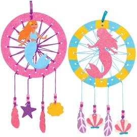 Baker Ross AT728 Wooden Mermaid Dream Catcher Set for Arts and Crafts Projects (4 Pieces)