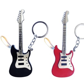 2(Pcs) Red Black Jet Torch Metal Lighter,Cool Adjustable Long,Refillable Butane Flame Windproof Lighters,Camping BBQ Kitchen(Butane Free) Guitar Styling