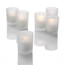 Richland Set of 12 Unscented Votive Candles and 12 Frosted Votive Holders