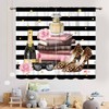 Fashion Women Curtains, Black White Stripe Pink Girly Perfume High