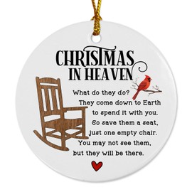 Christmas In Heaven Ornament, Christmas In Heaven, Memorial Ceramic Ornament, Cardinal Christmas Decor, Sympathy Cardinal Remembrance Gift, Christmas Tree Hanging