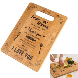 Nanny Chopping Board, 28Lx21.5W cm Wooden Nanny Cutting Board for Birthday Gifts, Bread & Meat Kitchen Serving Boards with Handle Mothers Day Present for Nanny