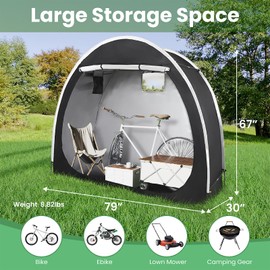 PANTAZO Bike Tent with Bicycle Racks Outdoor Portable Bicycle Storage Sheds with 210D Oxford 800ppm Waterproof for 2/3 Bikes, Covers Shelter for Motorcycle, Garden Tools, Lawn Mower