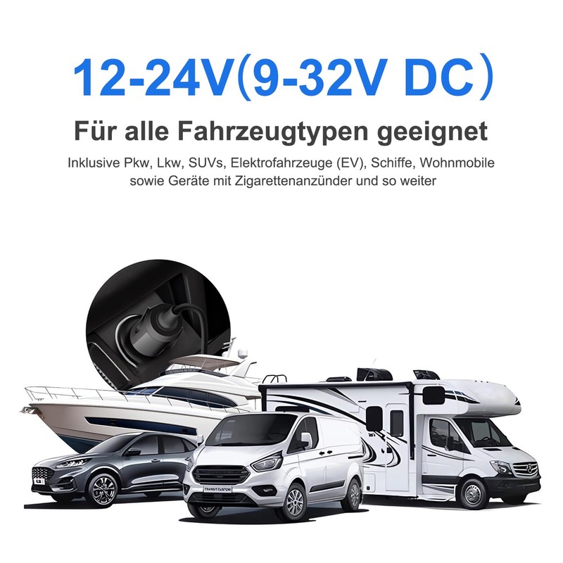 HKY 20V 65W PD3.0 USB C 12V-24V Vehicle Power Supply