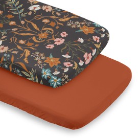 Sweet Jojo Designs Boho Wildflower Vintage Floral Girl Baby Bassinet Sheets Fitted Sheet Set Infant Newborn Nursery Oval Rectangle Hourglass Mattress 2p Orange and Bohemian Farmhouse Daisy Botanical
