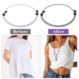 Ouligay 2 Pcs Crop Band Women, Adjustable Shirt Tuck Band Women, Tucking Sweaters Shirts Elastic Stretch Belts for Girl Change Style of Clothes(Black Purple)