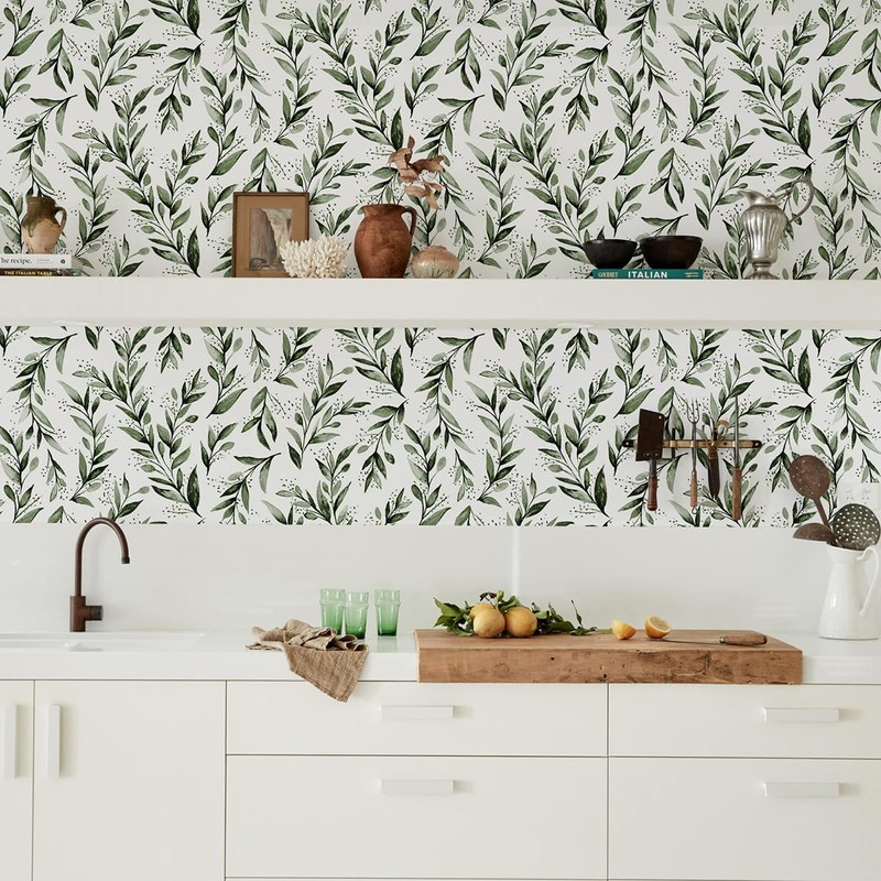 Livebor Green Leaf Wallpaper Peel and Stick Leaf Contact Paper