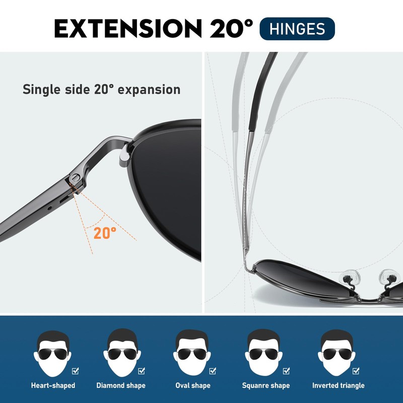 phikttu Sunglasses Men Polarized Aviator Sunglasses for Men Women Fishing