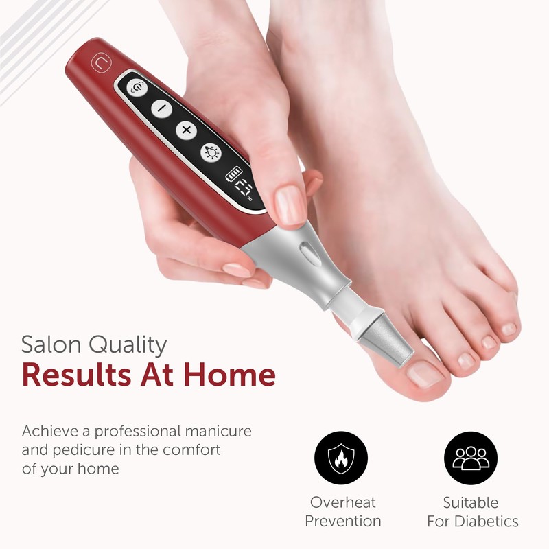 PediLux Pro Professional Manicure Pedicure Kit, Cordless Electric Nail File