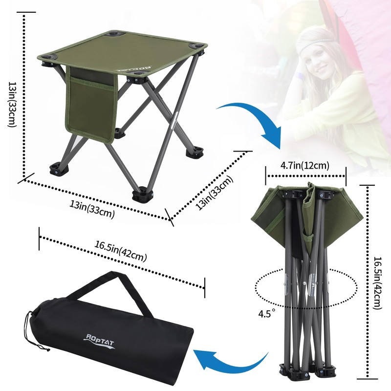 Roptat 2 Pack Camping Stool,Portable Folding Compact Lightweight Stool Seat