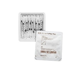 BD Medical Systems 305541 Allergist Tray, Permanently Attached Needle, Intradermal Bevel, 27 Gauge x 3/8" Size, 1 mL Capacity