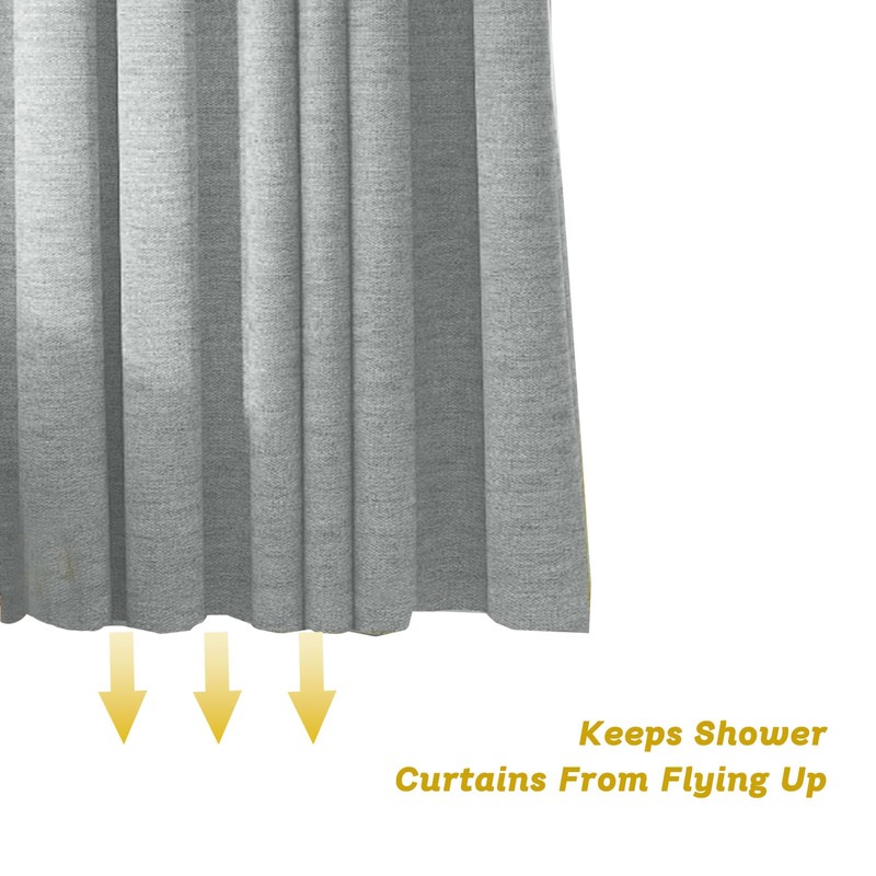 YISURE Grey Shower Curtain Linen Style Without Hooks Needed, 72x72