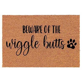 Welcome Doormat Coco Coir Door Mat Gift Beware of The Wiggle Butts Funny Dog (24" x 16")