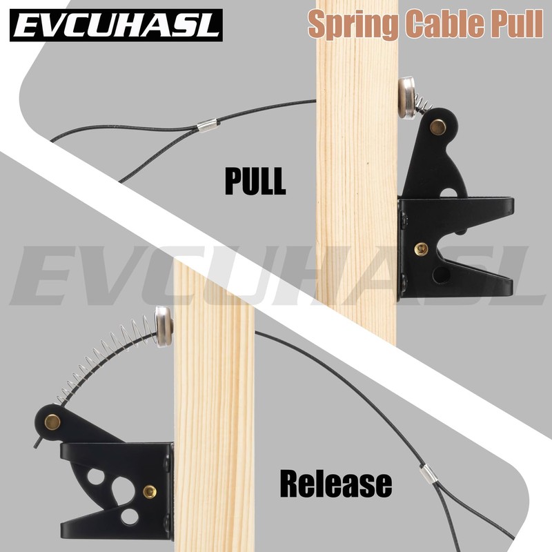 2 Pcs Gate Latch Cable Pull, Stainless Steel Spring Loaded