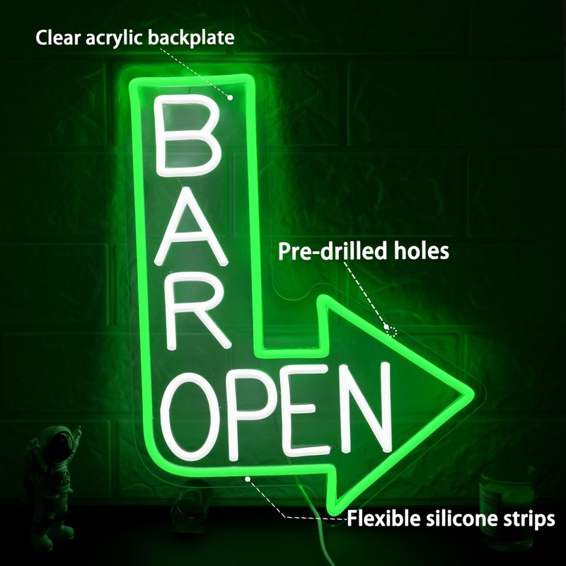 AEHEMNGZ Bar Open Neon Sign for Wall Decor Dimmable Led