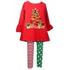 Bonnie Jean Holiday Christmas Tunic with Reindeer Applique Outfit Set