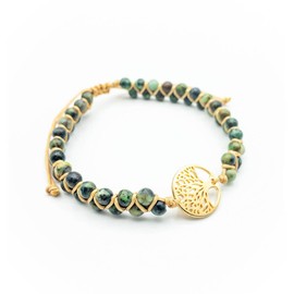 AusTree of Life Bracelet - Gift for Women, Mother, Daughter, Girls - Yoga Jasper Gemstone Bead Bracelet Pendant Spiritual & Lucky Charm - Beads Jewellery Green - 16 - 24 cm, Stainless Steel, Jasper