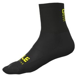 Alé Cycling Unisex Strada 2.0 Q-Skin 14cm Cycling Socks, Black-Yellow, Small (EU 36-39)