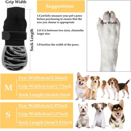 Dog Socks Non-Slip Pack of 4 Non-Slip Socks Dog Double-Sided with Adjustable Straps Socks for Dogs Indoor Non-Slip Dog Socks Shoes Pet Paw Protection (S)