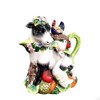 Minigift Farmhouse Cow Teapot with Rooster, Rustic Farm Animal Decorative