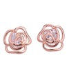 Unusual rose gold plated 925 sterling silver camellia design earrings