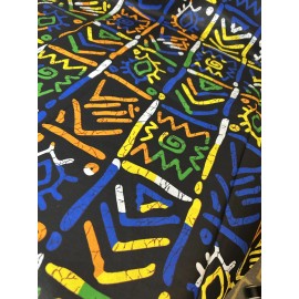 Green, yellow, orange, white & black Fabric | %100 Woven Cotton