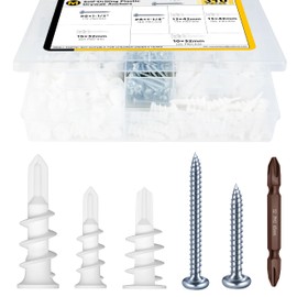 Mywish Self Drilling Drywall Anchors Screws, 310CS 10x32mm,13x42mm,15x32mm Heavy Duty Drywall Screws and Anchors, 3 Sizes Dry Wall Hanging Kit, No Need for Pre-Drilling Holes Anchor Kit
