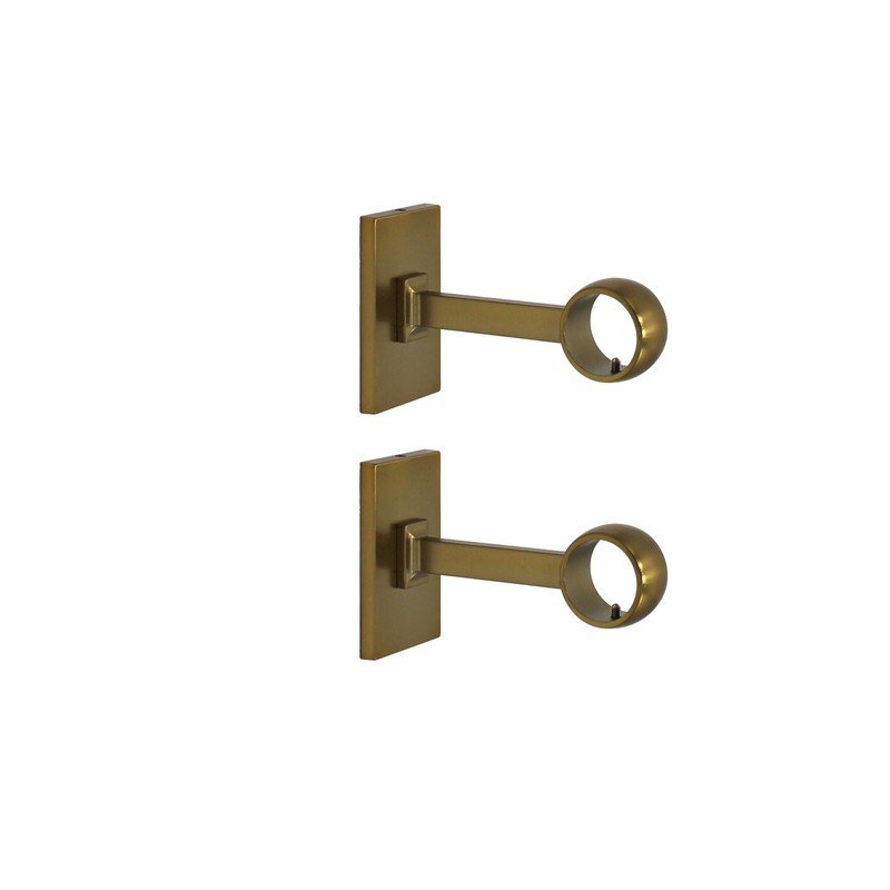 Linen Avenue Rectangle-Base Hoop Single Rod Bracket, 2 Pack, Brass