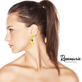 Rosemarie Collections Impresionantes pendientes de cristal de lágrima doble para mujer, 1.75 pulgadas, Vidrio, cristal