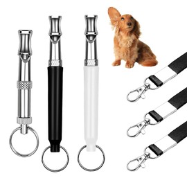 3pcs Dog Whistle for Recall, Adjustable Frequency Dog Training Whistles to Stop Barking, Silent Ultrasonic Stainless Steel Whistle for Dog & Puppy Recall