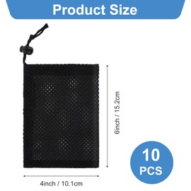 Set of 10 mesh bags, mesh bags, tear-resistant polyester bags, 10 x 15 cm with drawstring, water-permeable organiser for swimming pool, travel, cosmetics, everyday comfort