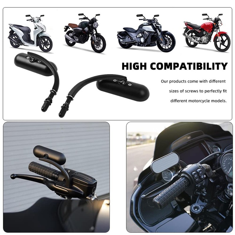 goodfitment - Black Oval Shape Motorcycle Mirrors,Upgrade Rearview Motorcycle Mirrors