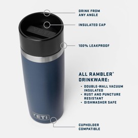 YETI Rambler 16 oz Travel Bottle, Stainless Steel, Vacuum Insulated with Leakproof Commuter Cap, Rescue Red