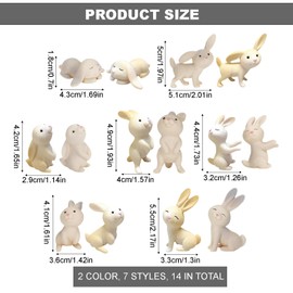 Pack of 14 Easter Bunny Decorative Figures, Miniature Rabbit, Small Easter Bunny, Mini Rabbit Figures, Mini Rabbit Decoration, Easter Desktop Ornament, Spring Festival Ornaments, Party Decoration