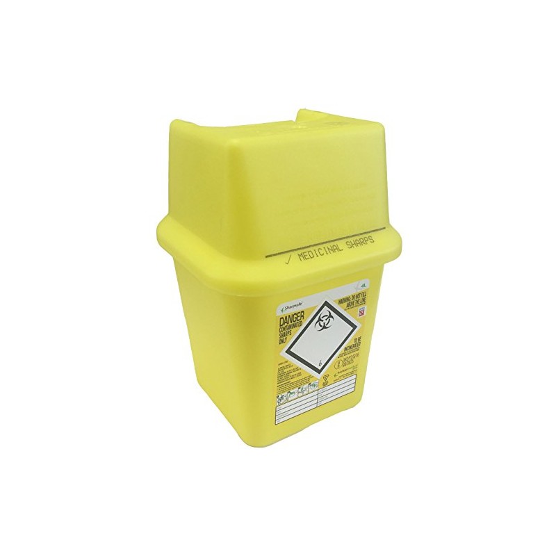 Sharpsafe 4L YELLOW BIO HAZARD BLADE SYRINGE NEEDLE CLINICAL LABELLED