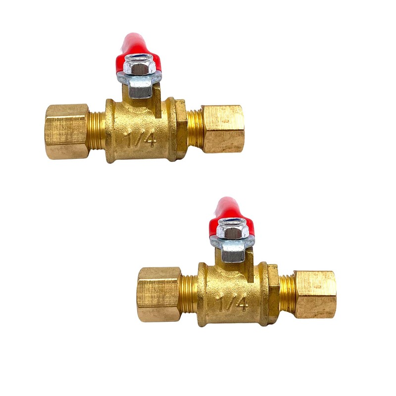 2Pcs 1/4 Compression Shut Off Valves,1/4" Compression x 1/4" Compression