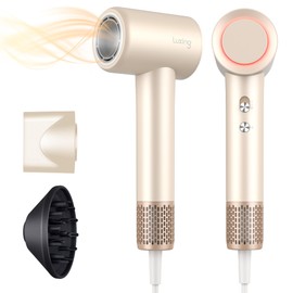 Hair Dryer, TurboLux 200 Million Negative Ionic 1500W High-Speed Blow Dryer for Fast Drying with Diffusers, Lightweight, Low-Noise Hair Dryer for Women with 110000 RPM Brushless Motor (Cream)