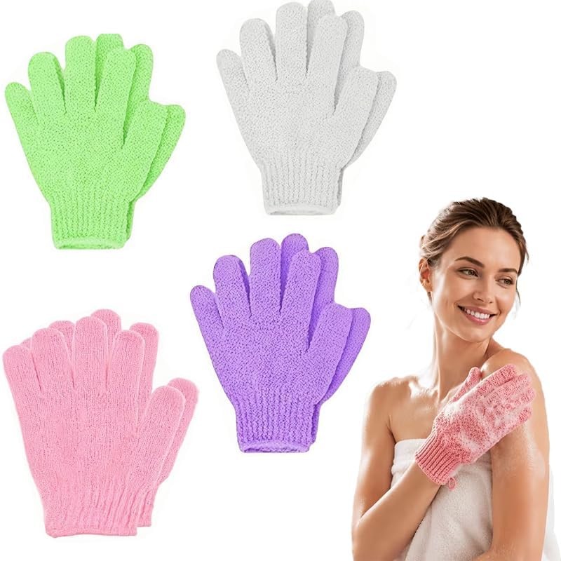 Guante Exfoliante Corporal y Facial (4 Pares) Limpieza Profunda para