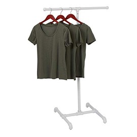 SSWBasics Boutique White Pipe 2-Way Clothing Rack with Straight Arms - 48"-72" H x 18½" x 24½"W