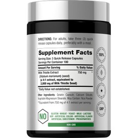 Horbäach Milk Thistle Supplement | 3000mg | 300 Capsules | Herbal Extract | Non-GMO, Gluten Free