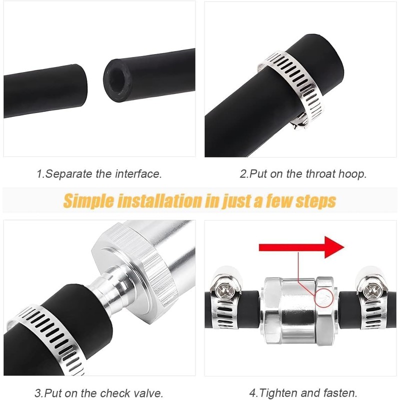 DAVRPES 6mm 1/4" Fuel Check Valve One Way Inline Non
