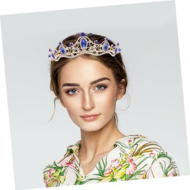 Healeved Baroque Crown Blue Wedding Tiara Birthday Crown Crown Headbands for Princess Decor Wedding Tiara Wedding Decorations for Ceremony Girl Tiara Tiaras Crown Zinc Alloy