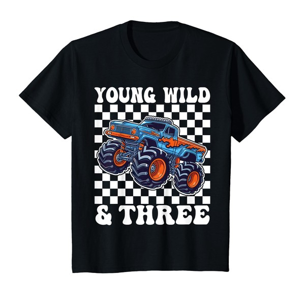 3rd Birthday Monster Truck Young Wild And Three 3 Year