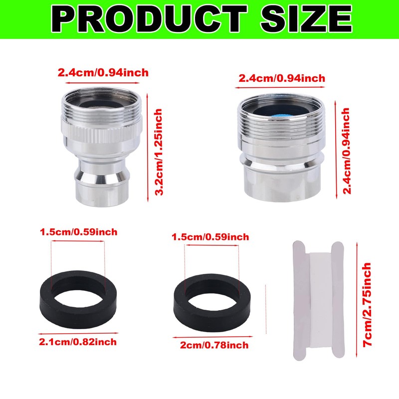lasuroa 2pcs Dishwasher Sink Faucet Adapter with Aerator, Chrome Quick