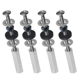 TopHomer 4 PCS Universal Toilet Seat Bolts Stainless Steel Toilet Seat Screws with Extra Long Downlock Nuts, Non-Slip Toothed Washers