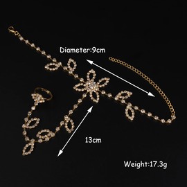 Rumtock Pack of 1 Boho Leaf Gold Rhinestones Crystal Anklet Summer Beach Bling Ankle Bracelet Toe Rings Anklet for Women