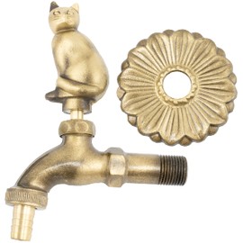 AERZETIX - C60250 - Wall-Mounted Sink Tap 1/2 Inch "Cat" Motif Antique Retro Decorative - Plumbing Fountain Ornament Bathroom Vintage Garden Fitting