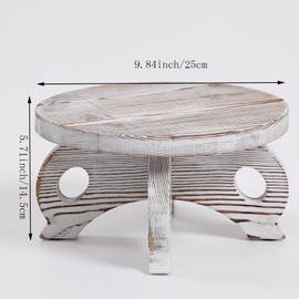 VZODESR White Wooden Plant Stands Indoor Riser Round Display Stands Farmhouse Display Stool Flower Holder Pedestal Board Pine