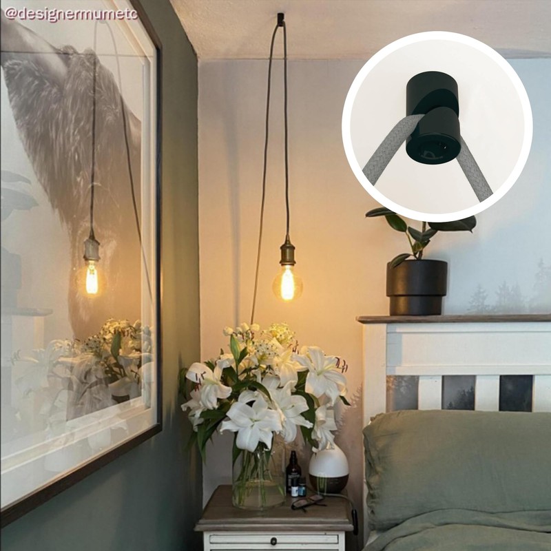 HALOTEC Set of 2 black decentralised brackets, wall or ceiling